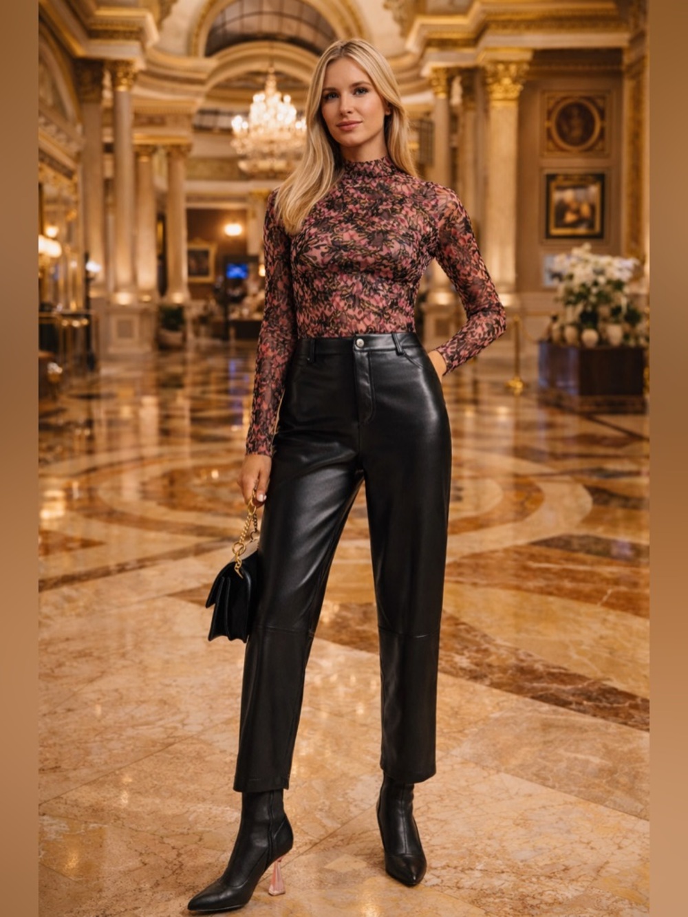 🖤 Ted Baker NWOT Plaider Faux Leather Straight Leg Pants – Size 10 (4 )🖤